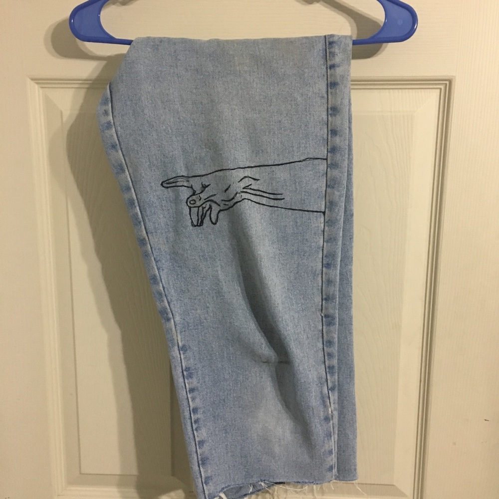 Custom jean high waisted pants.